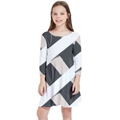 A Minimalist Pattern With Simple Lines And Shapes, Creating A Clean And Modern Aesthetic 07 Kids  Quarter Sleeve Skater Dress