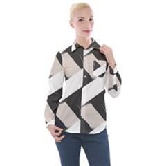 A Minimalist Pattern With Simple Lines And Shapes, Creating A Clean And Modern Aesthetic 07 Women s Long Sleeve Pocket Shirt