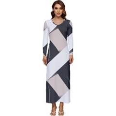 A Minimalist Pattern With Simple Lines And Shapes, Creating A Clean And Modern Aesthetic 07 Long Sleeve Longline Maxi Dress