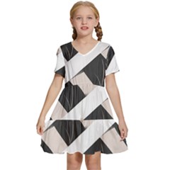 A Minimalist Pattern With Simple Lines And Shapes, Creating A Clean And Modern Aesthetic 07 Kids  Short Sleeve Tiered Mini Dress