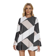 A Minimalist Pattern With Simple Lines And Shapes, Creating A Clean And Modern Aesthetic 07 Round Neck Long Sleeve Bohemian Style Chiffon Mini Dress