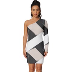 A Minimalist Pattern With Simple Lines And Shapes, Creating A Clean And Modern Aesthetic 07 Long Sleeve One Shoulder Mini Dress