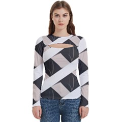 A Minimalist Pattern With Simple Lines And Shapes, Creating A Clean And Modern Aesthetic 07 Women s Cut Out Long Sleeve T-shirt