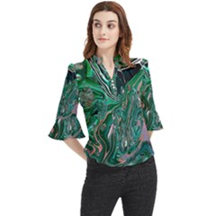 Malachite  Loose Horn Sleeve Chiffon Blouse