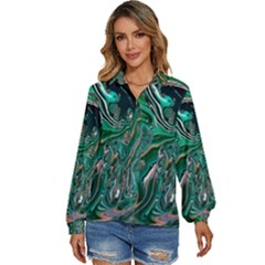 Malachite  Women s Long Sleeve Button Up Shirt