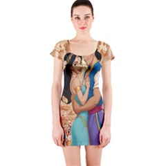 Aladin & Jasmine Wall Art Short Sleeve Bodycon Dress