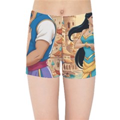 Aladin & Jasmine Wall Art Kids  Sports Shorts