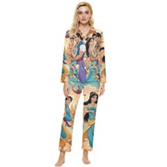 Aladin & Jasmine Wall Art Womens  Long Sleeve Velvet Pocket Pajamas Set