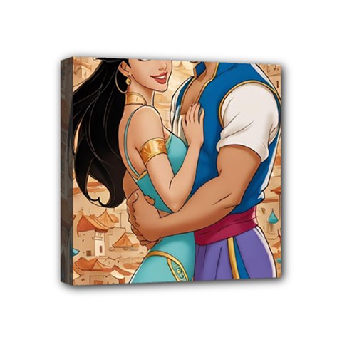 Aladin & Jasmine Wall Art Mini Canvas 4  X 4  (stretched)