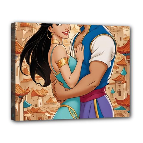 Aladin & Jasmine Wall Art Canvas 14  X 11  (stretched)