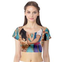 Aladin & Jasmine Wall Art Short Sleeve Crop Top