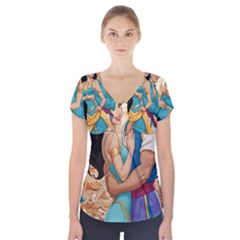 Aladin & Jasmine Wall Art Short Sleeve Front Detail Top