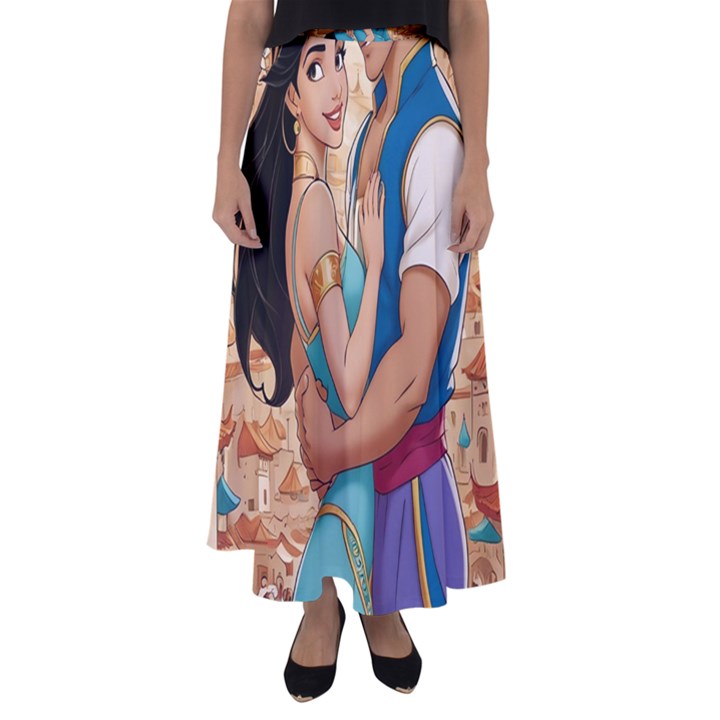 Aladin & Jasmine Wall art Flared Maxi Skirt