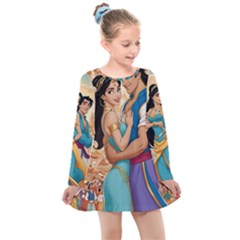 Aladin & Jasmine Wall Art Kids  Long Sleeve Dress