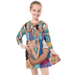 Aladin & Jasmine Wall Art Kids  Quarter Sleeve Shirt Dress