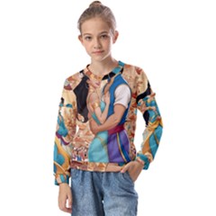 Aladin & Jasmine Wall Art Kids  Long Sleeve T-shirt With Frill 