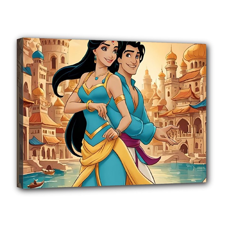 Aladin & Jasmine Disney Canvas 16  x 12  (Stretched)