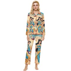 Aladin & Jasmine Disney Womens  Long Sleeve Velvet Pocket Pajamas Set