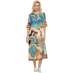 Aladin & Jasmine Disney Double Cuff Midi Dress