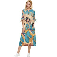 Aladin & Jasmine Disney Bow Sleeve Chiffon Midi Dress