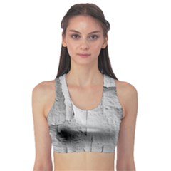 Wall With Cracked White Paint Texture Fitness Sports Bra