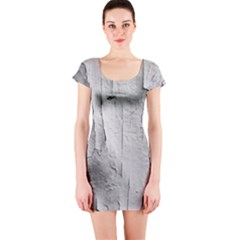 Wall With Cracked White Paint Texture Short Sleeve Bodycon Dress