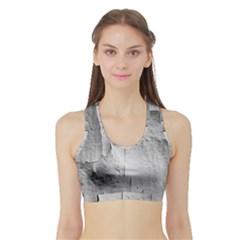 Wall With Cracked White Paint Texture Sports Bra With Border