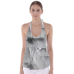 Wall With Cracked White Paint Texture Tie Back Tankini Top