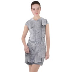 Wall With Cracked White Paint Texture Drawstring Hooded Dress