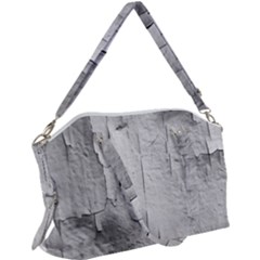 Wall With Cracked White Paint Texture Canvas Crossbody Bag