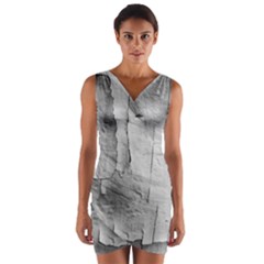 Wall With Cracked White Paint Texture Wrap Front Bodycon Dress