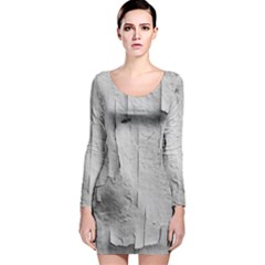 Wall With Cracked White Paint Texture Long Sleeve Velvet Bodycon Dress