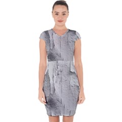 Wall With Cracked White Paint Texture Capsleeve Drawstring Dress 