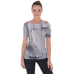 Wall With Cracked White Paint Texture Shoulder Cut Out Short Sleeve Top