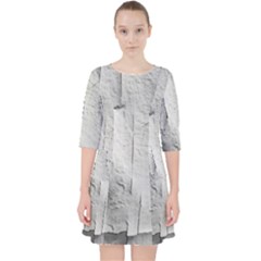 Wall With Cracked White Paint Texture Quarter Sleeve Pocket Dress