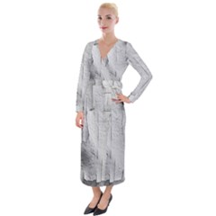 Wall With Cracked White Paint Texture Velvet Maxi Wrap Dress