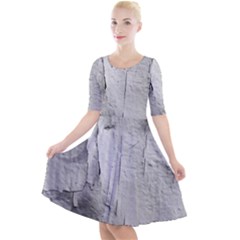 Wall With Cracked White Paint Texture Quarter Sleeve A-line Dress