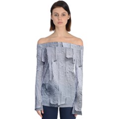 Wall With Cracked White Paint Texture Off Shoulder Long Sleeve Top