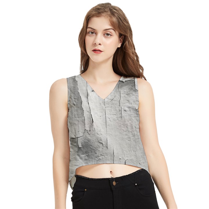 Wall With Cracked White Paint Texture V-Neck Cropped Tank Top