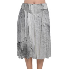 Wall With Cracked White Paint Texture Velvet Flared Midi Skirt