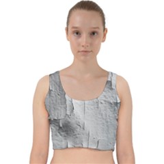 Wall With Cracked White Paint Texture Velvet Racer Back Crop Top