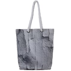 Wall With Cracked White Paint Texture Full Print Rope Handle Tote (small)