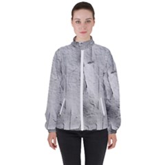 Wall With Cracked White Paint Texture Women s High Neck Windbreaker