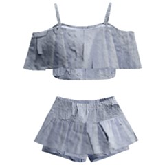 Wall With Cracked White Paint Texture Kids  Off Shoulder Skirt Bikini