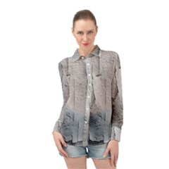 Wall With Cracked White Paint Texture Long Sleeve Chiffon Shirt