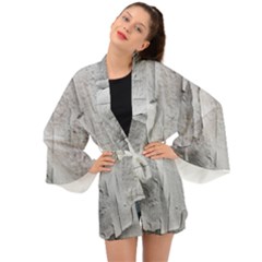 Wall With Cracked White Paint Texture Long Sleeve Kimono