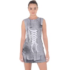 Wall With Cracked White Paint Texture Lace Up Front Bodycon Dress