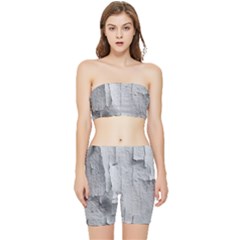 Wall With Cracked White Paint Texture Stretch Shorts And Tube Top Set by dflcprintsclothing