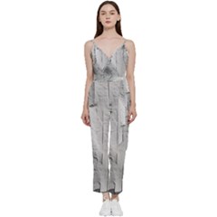 Wall With Cracked White Paint Texture V-neck Camisole Jumpsuit