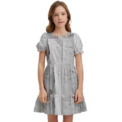 Wall With Cracked White Paint Texture Kids  Puff Sleeved Dress by dflcprintsclothing